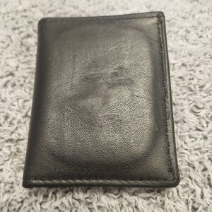 Black Leather Police Sheriff Badge 6 Credit Card Holder Trifold Wallet 3.5"x4.5"